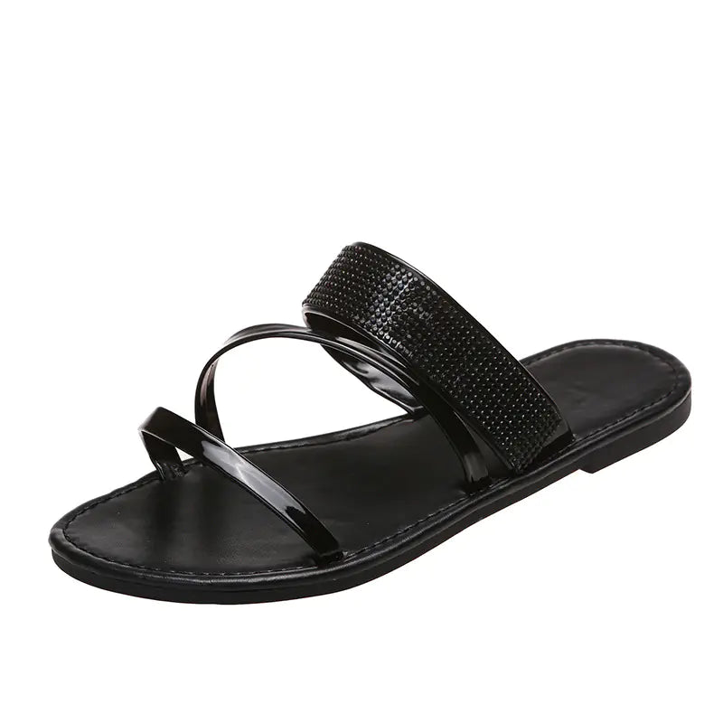Sandalias Casuales Exteriores de Pedrería para Mujer de Talla Grande