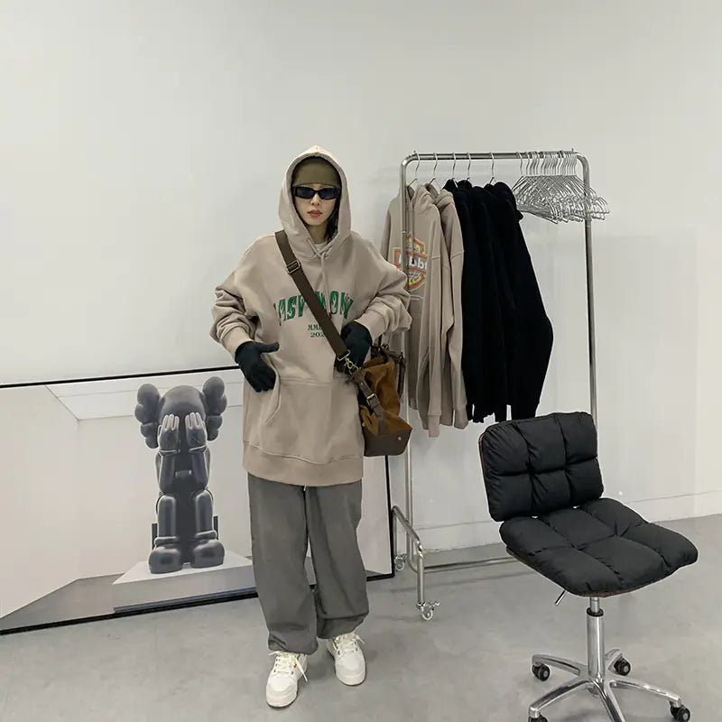 Sudadera con Capucha Retro de Felpa.