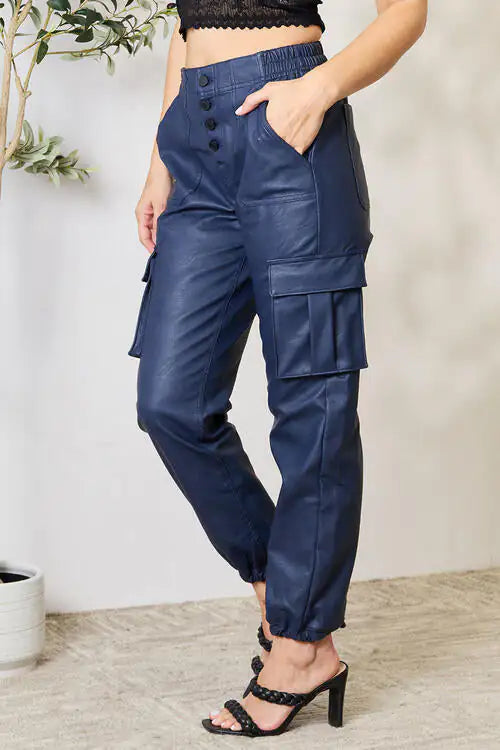 Pantalones Jogger Kristen de Cuero Sintético