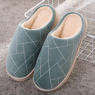 Pantuflas de Casa de Invierno con Felpa Cálida y Estampado Geométrico