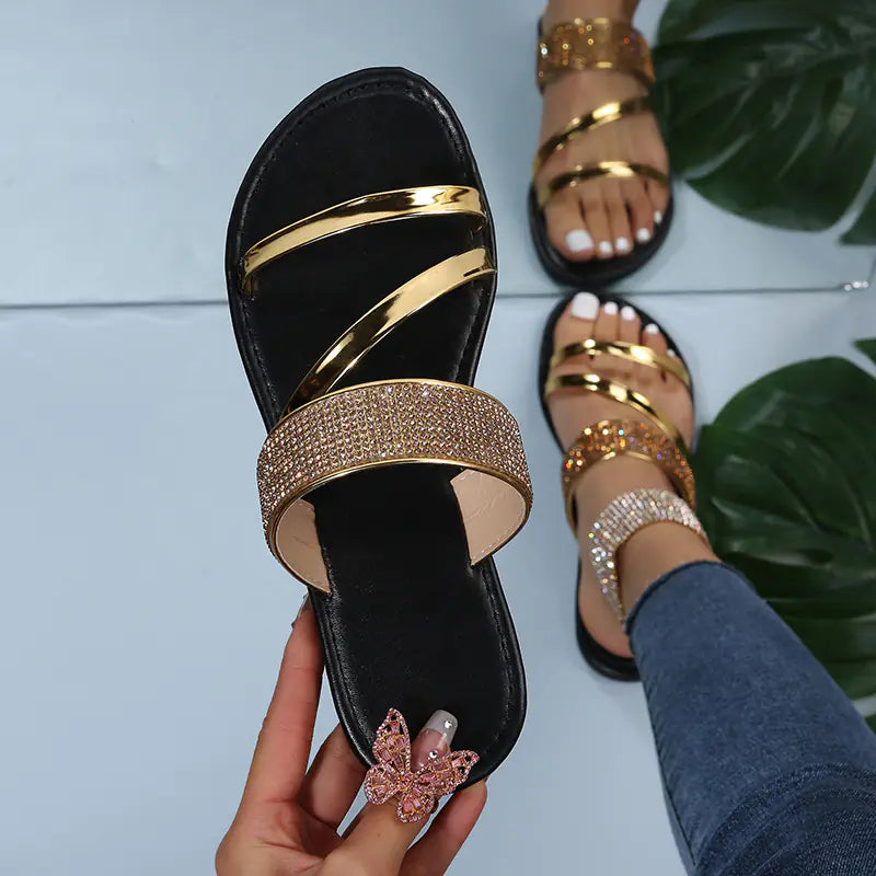 Sandalias Casuales Exteriores de Pedrería para Mujer de Talla Grande