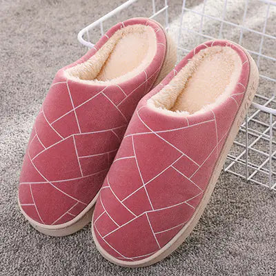Pantuflas de Casa de Invierno con Felpa Cálida y Estampado Geométrico