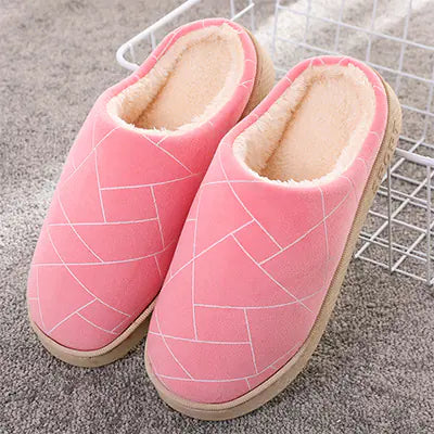Pantuflas de Casa de Invierno con Felpa Cálida y Estampado Geométrico