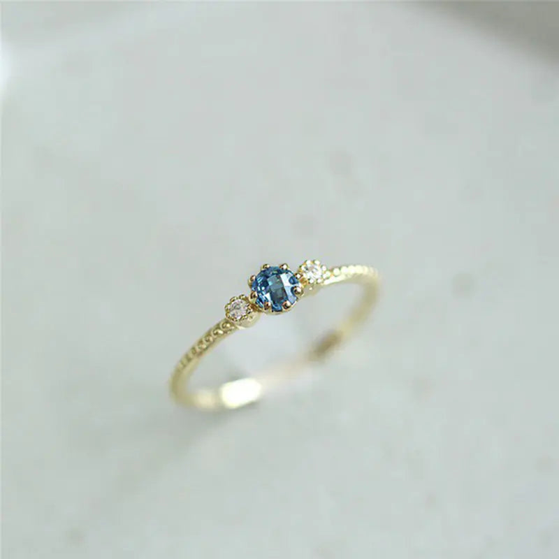 Anillo de Compromiso de Oro 18k y Plata 925 en Azul Marino