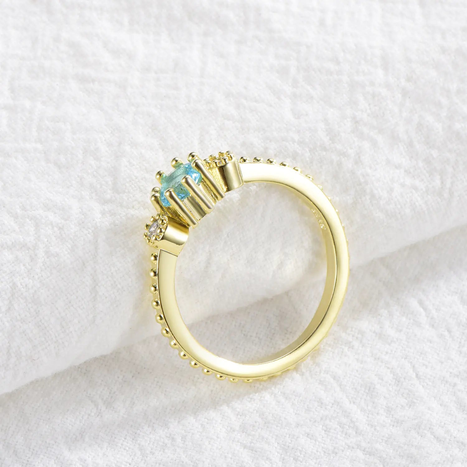 Anillo de Compromiso de Oro 18k y Plata 925 en Azul Marino