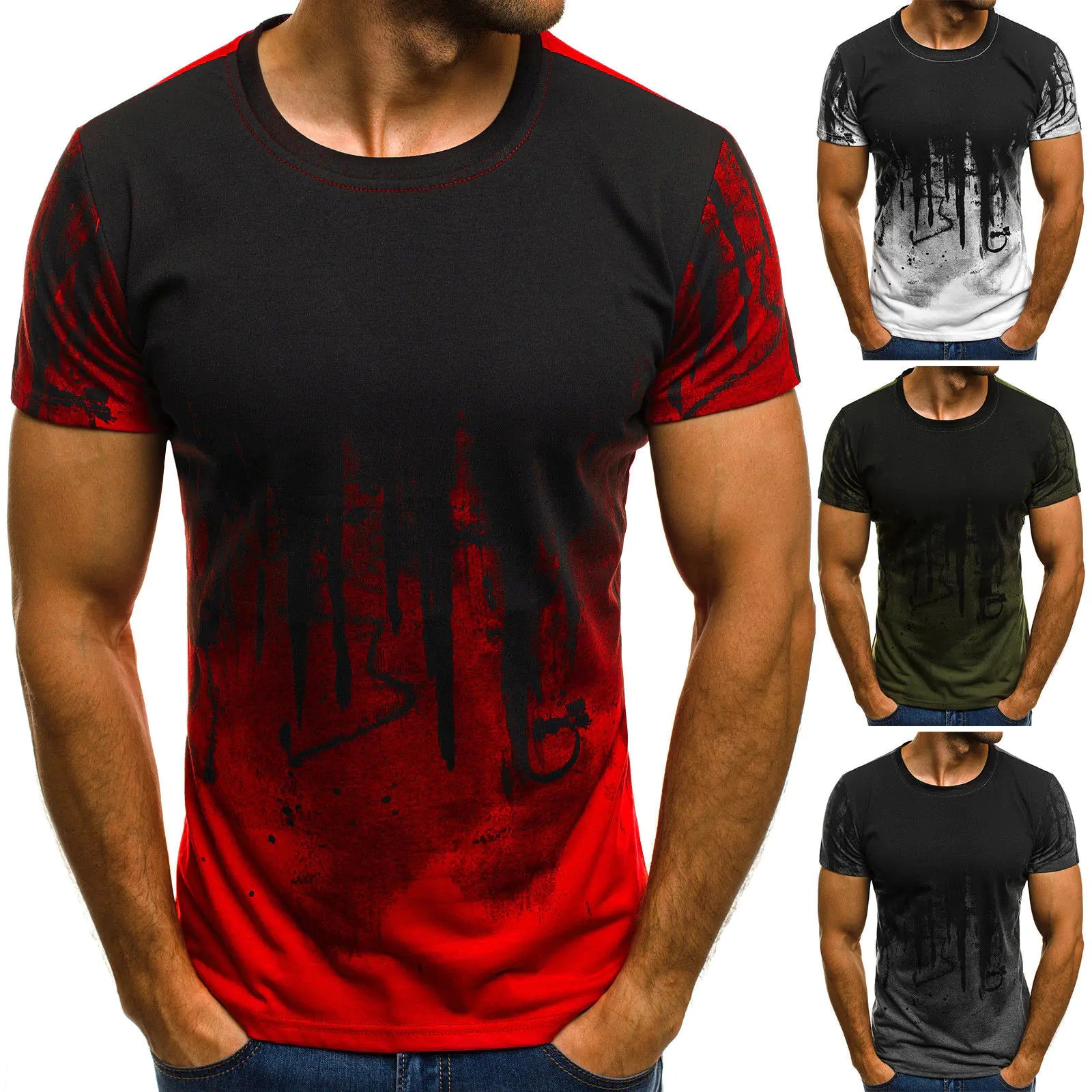 Camiseta de Manga Corta Camuflada para Fitness