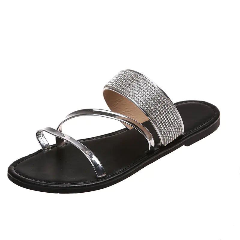 Sandalias Casuales Exteriores de Pedrería para Mujer de Talla Grande