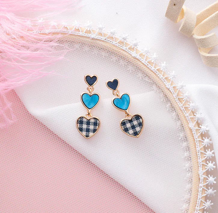 Pendientes de Corazón a Cuadros Coloridos
