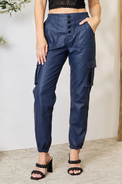 Pantalones Jogger Kristen de Cuero Sintético