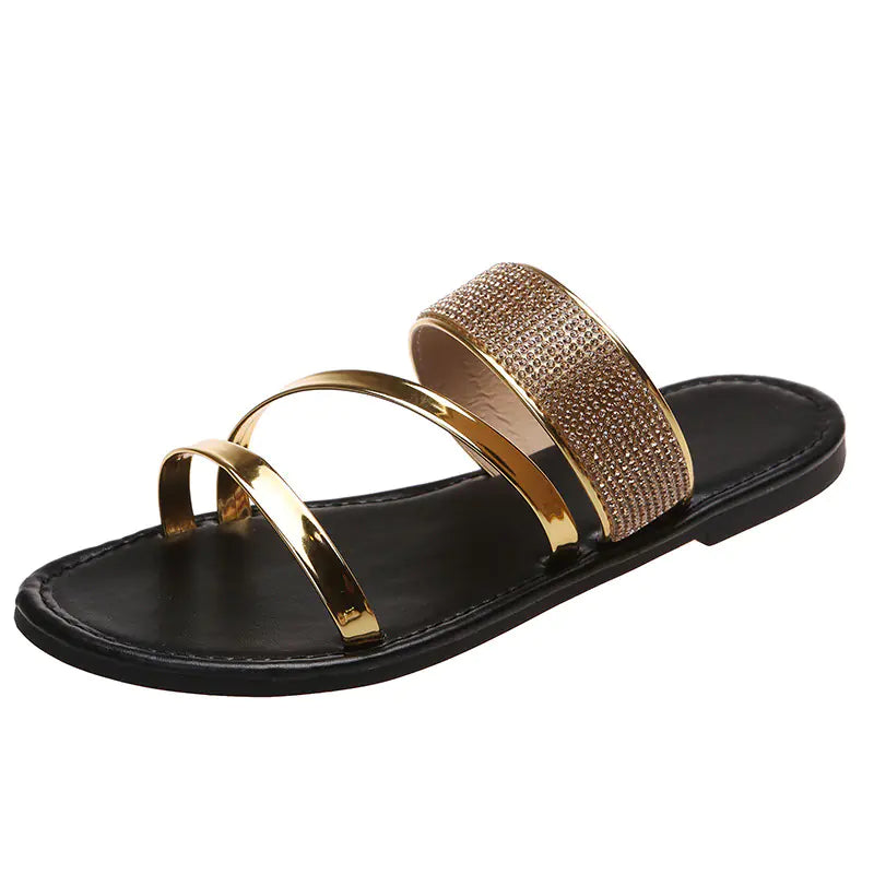 Sandalias Casuales Exteriores de Pedrería para Mujer de Talla Grande